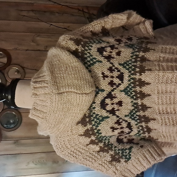 Aeropostale Chunky Hooded Short Sleeve Open Front Knit Sweater Wool Blend Size L - Picture 7 of 10